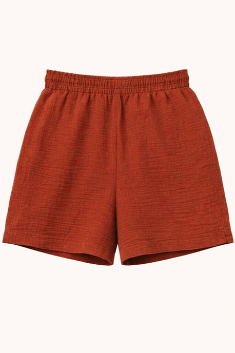 Hooggewaisted Textuur Katoenen Shorts - Image 2