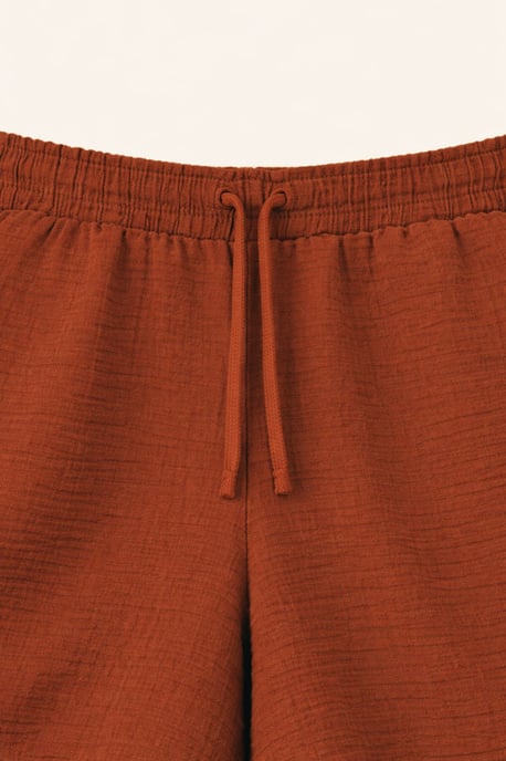 Hooggewaisted Textuur Katoenen Shorts - Image 3