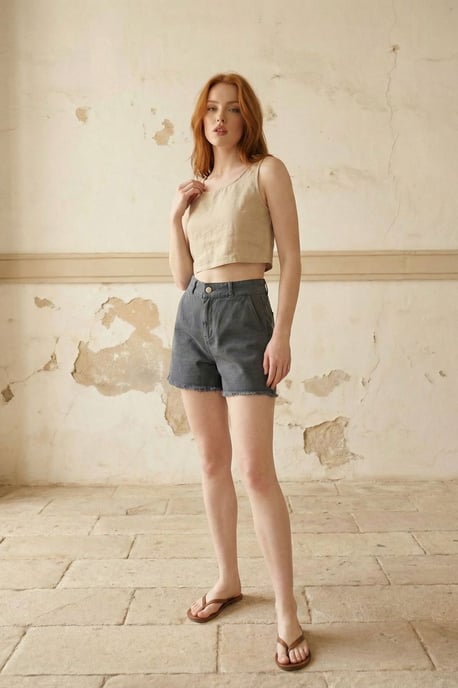 Hoge Taille Wijde Pijp Denim Shorts - Image 4