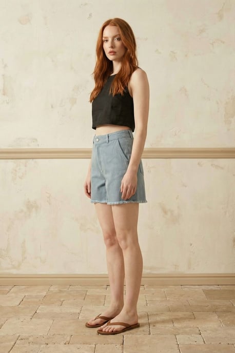 Hoogwaardige brede denimshorts met hoge taille - Image 3