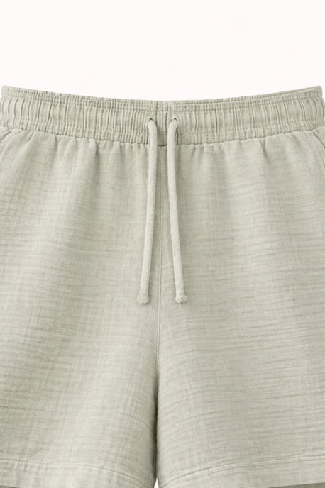 Hoge Taille Geweven Katoenen Shorts - Image 2