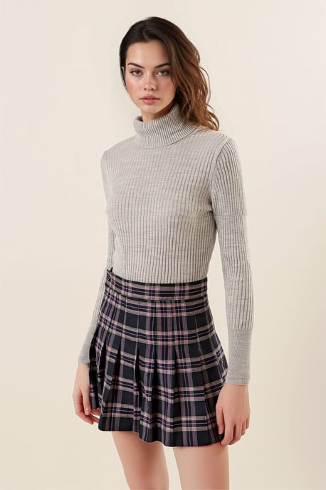 Gestructureerde Turtleneck Aansluitende Trui - Image 3