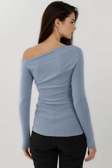 Asymmetrische Kraag Slim Fit Lange Mouwen Top - Image 2
