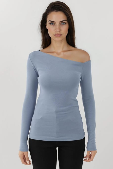Asymmetrische Kraag Slim Fit Lange Mouwen Top - Image 6