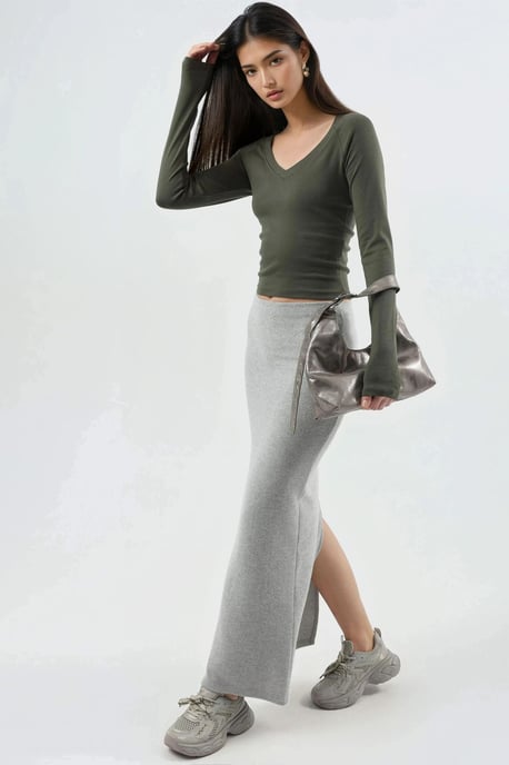 V-hals Lange Mouw Aangesloten Blouse - Image 2