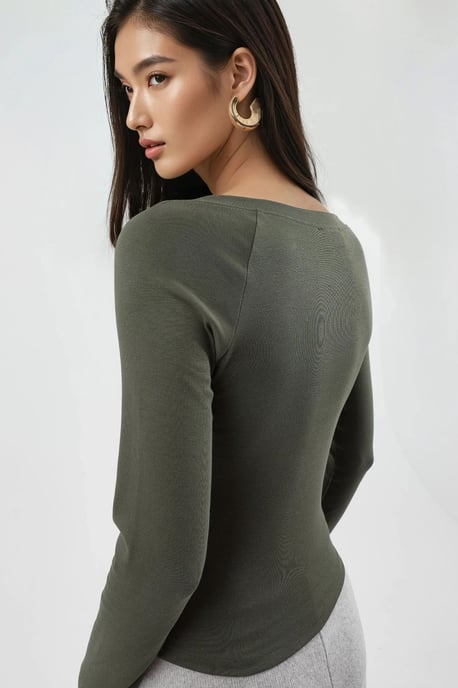 V-hals Lange Mouw Aangesloten Blouse - Image 3
