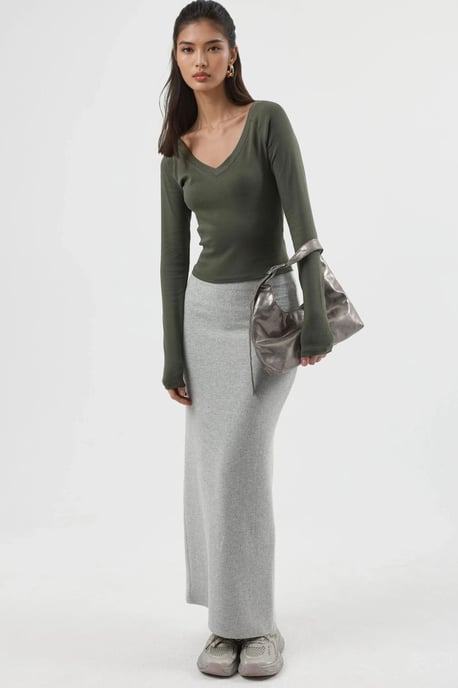 V-hals Lange Mouw Aangesloten Blouse - Image 4