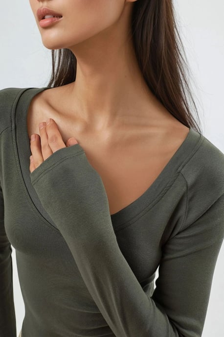 V-hals Lange Mouw Aangesloten Blouse - Image 6