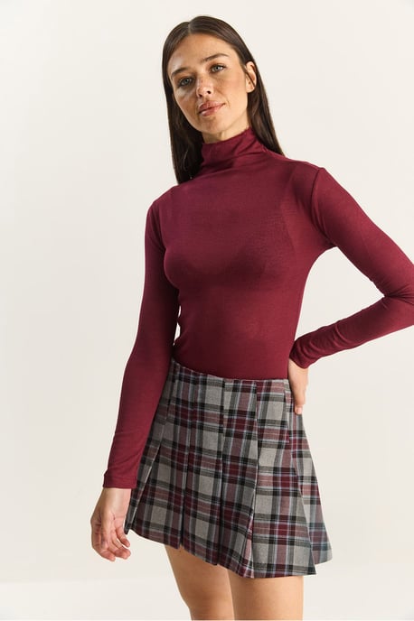 Fitted Lange Mouw Turtleneck Blouse - Image 1