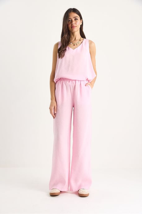 V-hals Katoenen Blouse-Broek Twee-Piece Set - Image 2