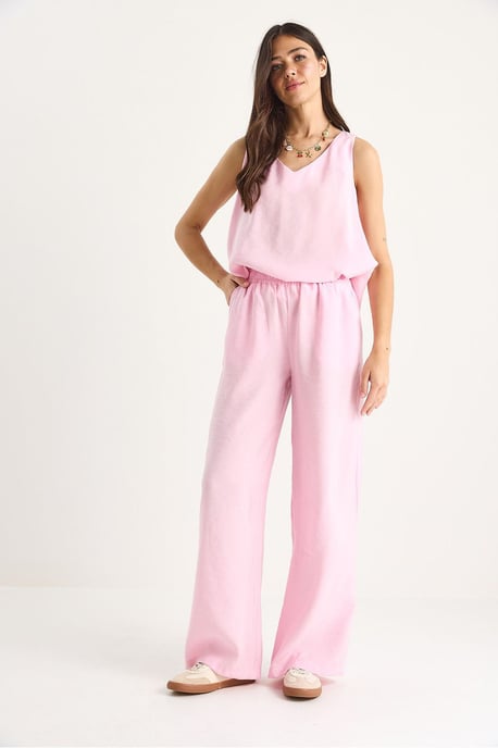 V-hals Katoenen Blouse-Broek Twee-Piece Set - Image 3