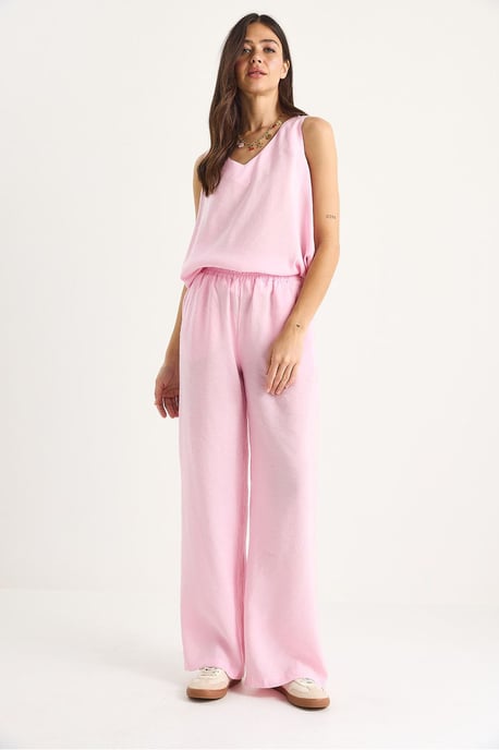 V-hals Katoenen Blouse-Broek Twee-Piece Set - Image 4