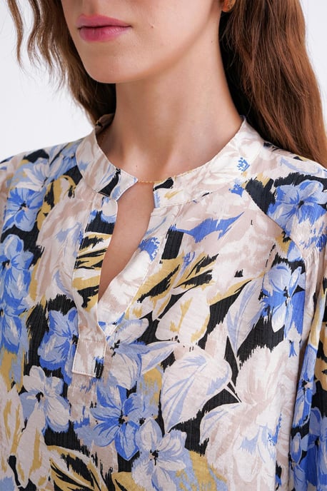 Bloemdruk Lange Mouw Mandarin Kraag Blouse - Image 6
