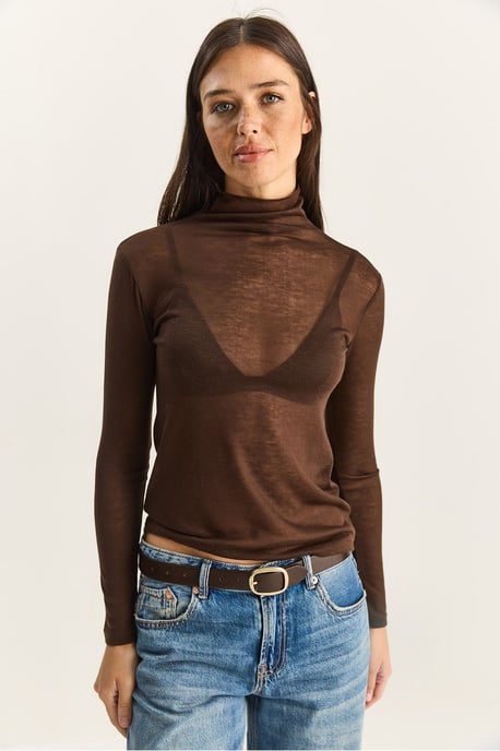 Aangesloten Lange Mouwen Colblouse - Image 1
