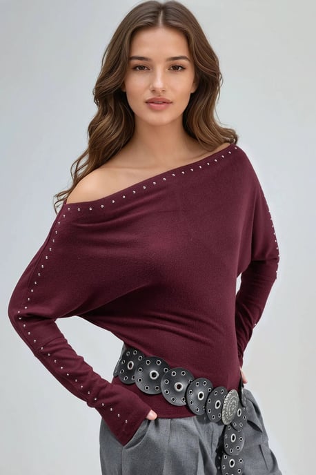 Bootneck Blouse met Steenaccessoire - Image 2