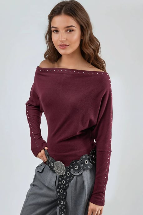 Bootneck Blouse met Steenaccessoire - Image 4