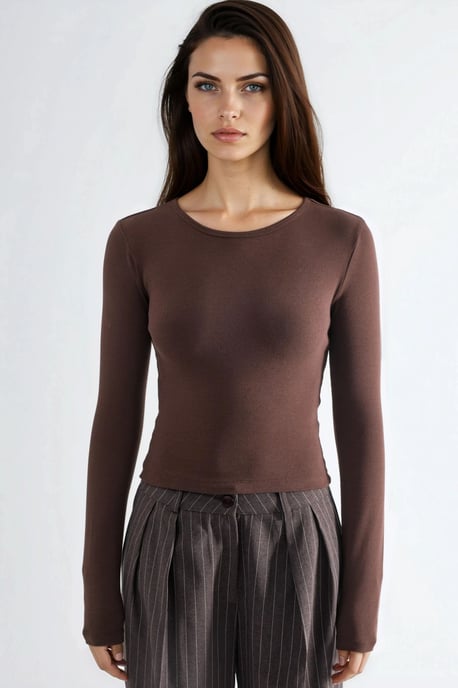 Langarm T-shirt met ronde hals - Image 5