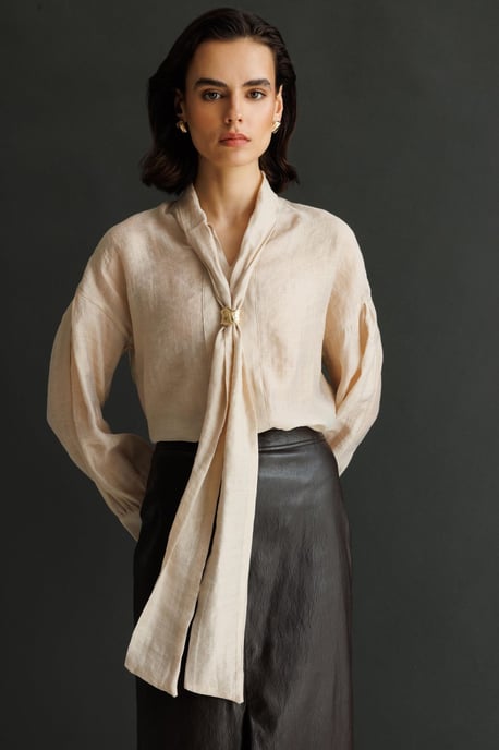 V-hals Blouse met Strikdetails - Image 5