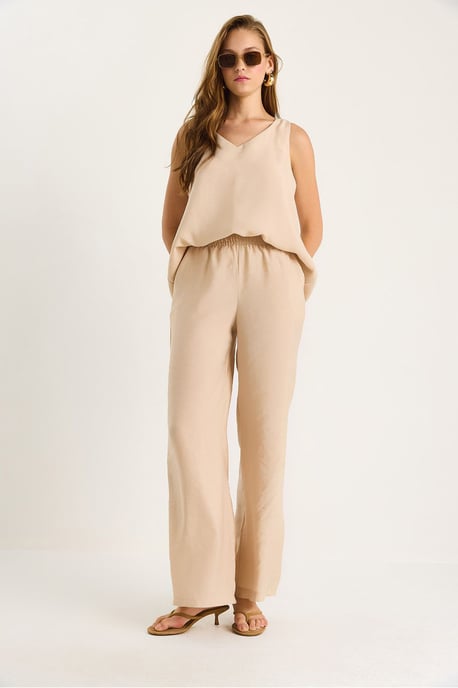V-hals Katoenen Blouse-Broek Twee-Piece Set - Image 3