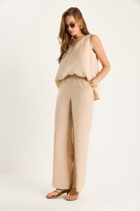 V-hals Katoenen Blouse-Broek Twee-Piece Set - Image 4