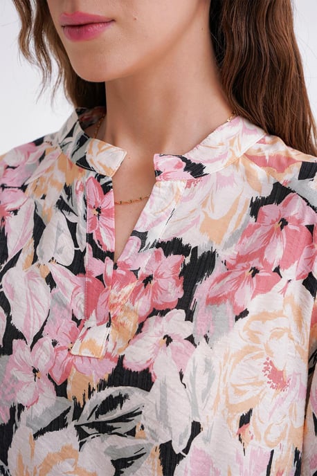 Bloemdruk Lange Mouw Mandarin Kraag Blouse - Image 5