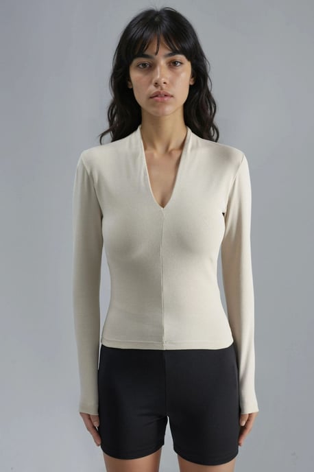 Slim Fit V-Hals Lange Mouw Blouse - Image 5