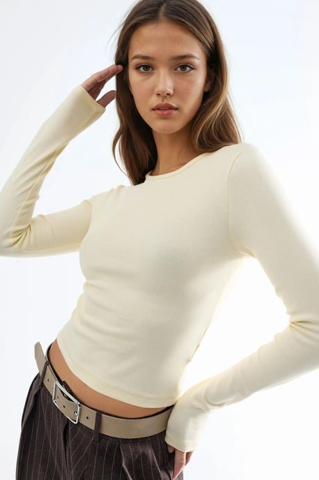Langarmige Blouse met Ronde Hals - Image 2