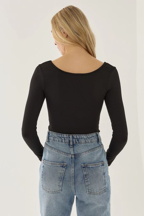 Vierkante Hals Lange Mouw Bodysuit - Image 6