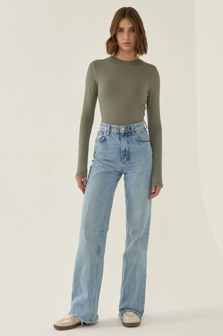 Slim Fit Lange Mouw Crew Neck Bodysuit - Image 2