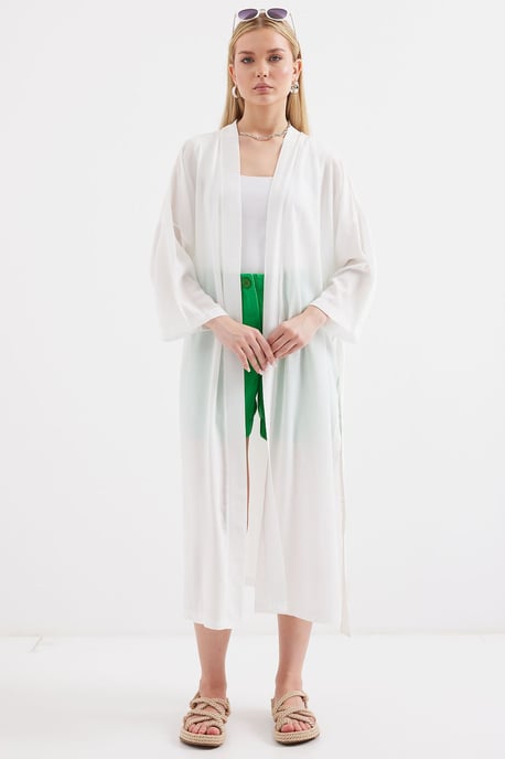 Midi Pompom Sjaalkraag Kimono - Image 2
