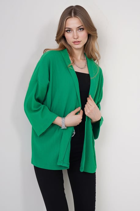 Textuur Loose Fit Sjaalkraag Kimono - Image 2