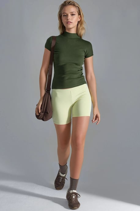 Fitted Halve Turtle-Neck Katoenen Blouse - Image 6