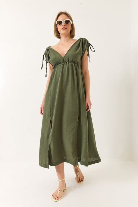 V-hals Maxi jurk met Split - Image 4