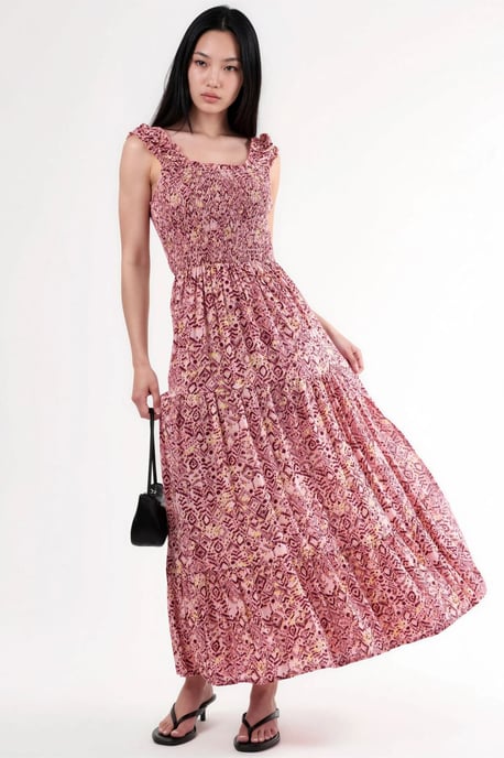 Paisley Print Maxi Jurk met Vierkante Kraag - Image 2