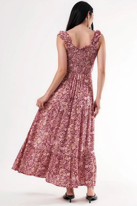 Paisley Print Maxi Jurk met Vierkante Kraag - Image 4