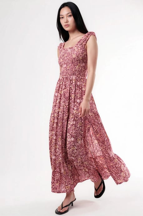 Paisley Print Maxi Jurk met Vierkante Kraag - Image 5