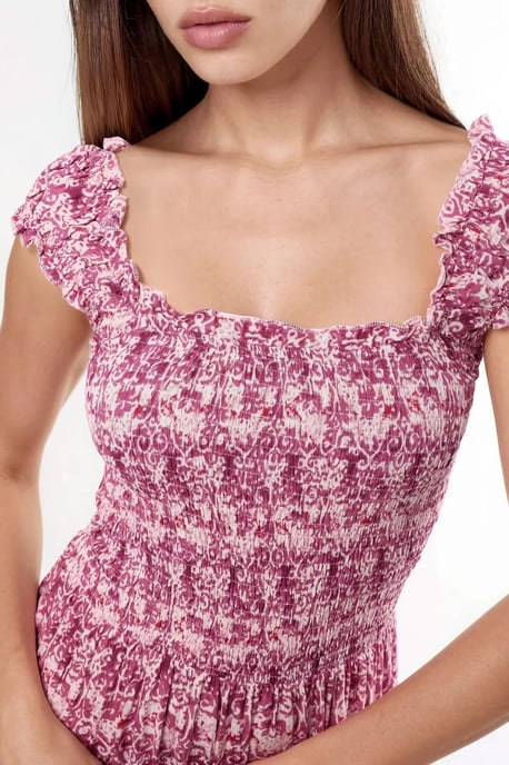 Paisleyprint Maxi-jurk met Vierkante Kraag - Image 3