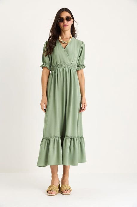 V-hals Midi-jurk met Strik - Image 2