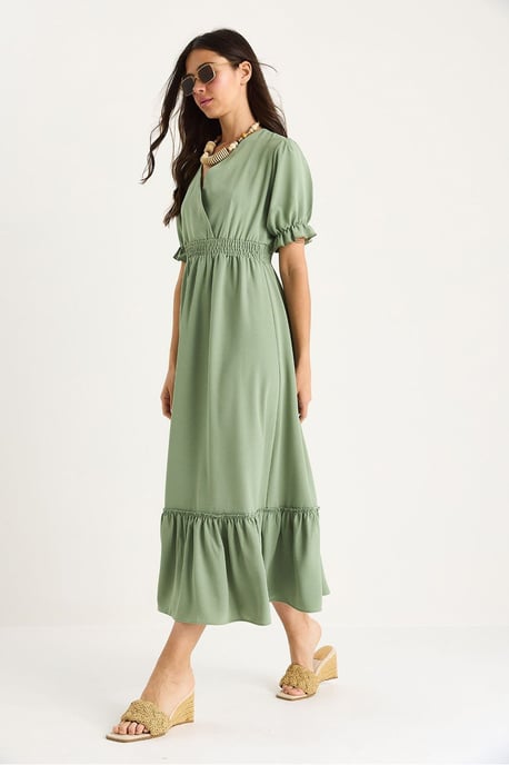 V-hals Midi-jurk met Strik - Image 3