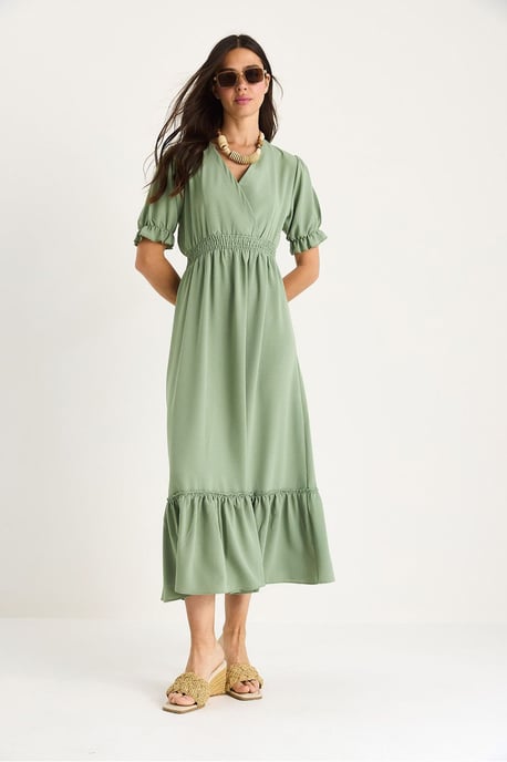 V-hals Midi-jurk met Strik - Image 4