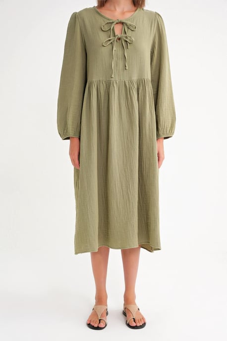 V-hals Midi-jurk met striksluiting - Image 5