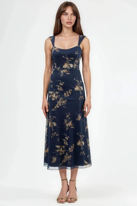 Bloemen Midi-jurk met Hartkraag - Image 6