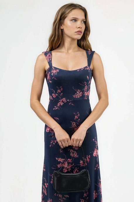 Bloemen Midi-jurk met Hart Kraag - Image 3