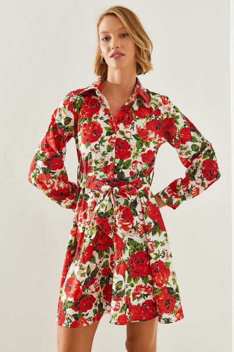 Bloemen Mini Jurk met Ceintuur - Image 3