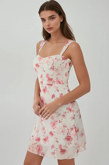 Polkadot Mouwloze Mini Tule Jurk met Vierkante Halslijn - Image 2
