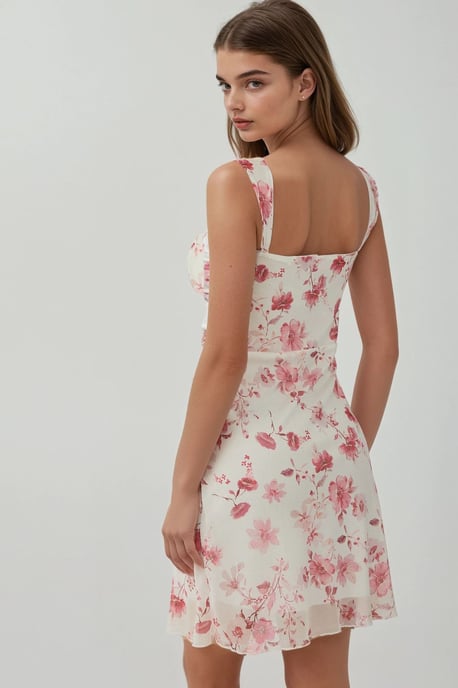 Polkadot Mouwloze Mini Tule Jurk met Vierkante Halslijn - Image 4