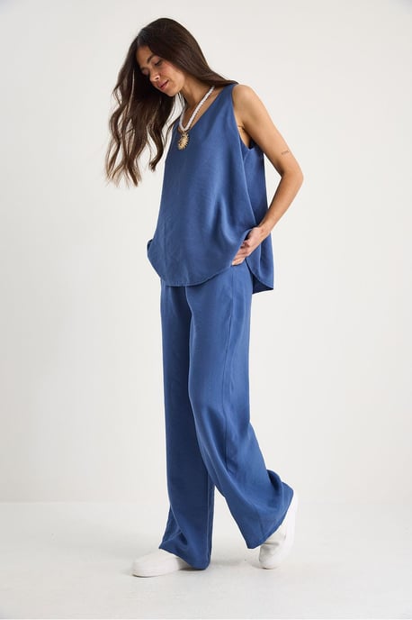 V-hals Katoenen Blouse-Broek Twee-delige Set - Image 2