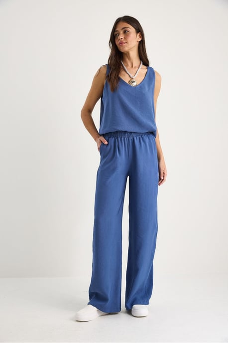 V-hals Katoenen Blouse-Broek Twee-delige Set - Image 4