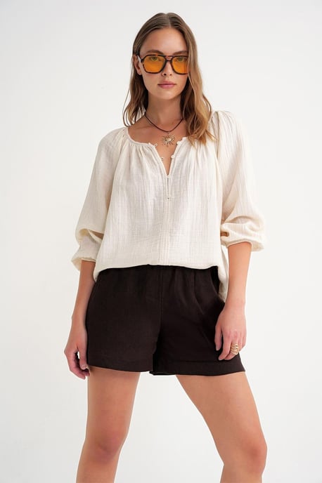 Geknoopte Mousseline Blouse - Image 1