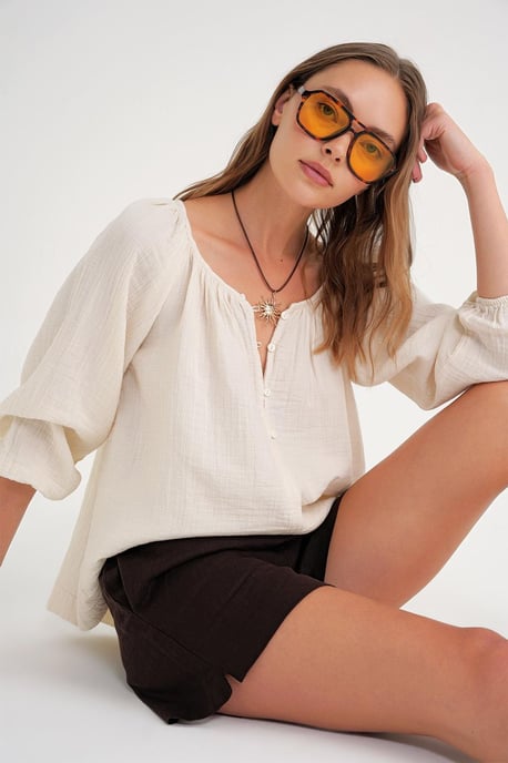 Geknoopte Mousseline Blouse - Image 4